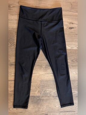 ZYIA Active Satin Shine High-Rise Black Leggings Tights Size 8-10